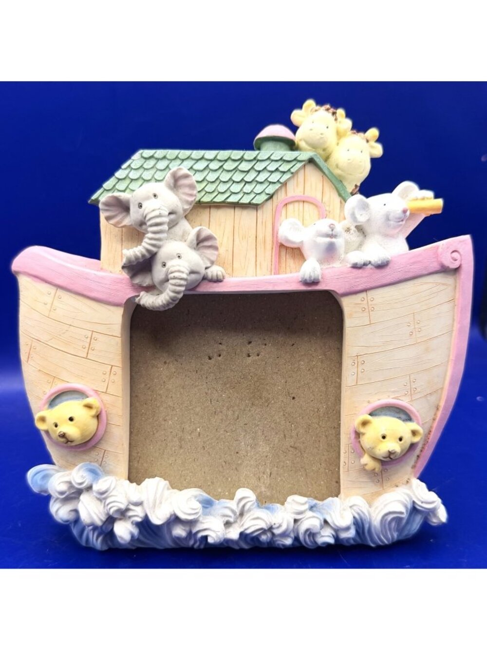 Noah's Ark Nursery Photo Frame Baby Animals Pastel Resin Standup Kids Room Décor